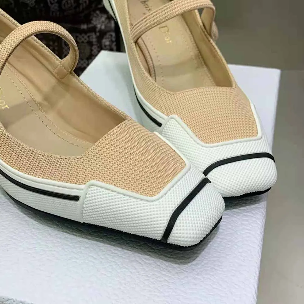 Dior D-Motion Pump Nude Technical Fabric and White Rubber for Women