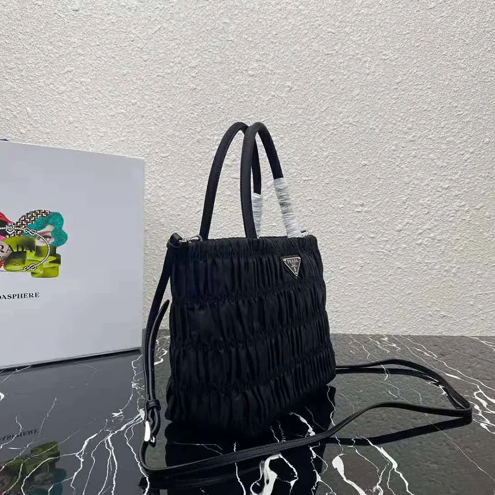 Prada Embossed Nylon Tote for Women in Black
