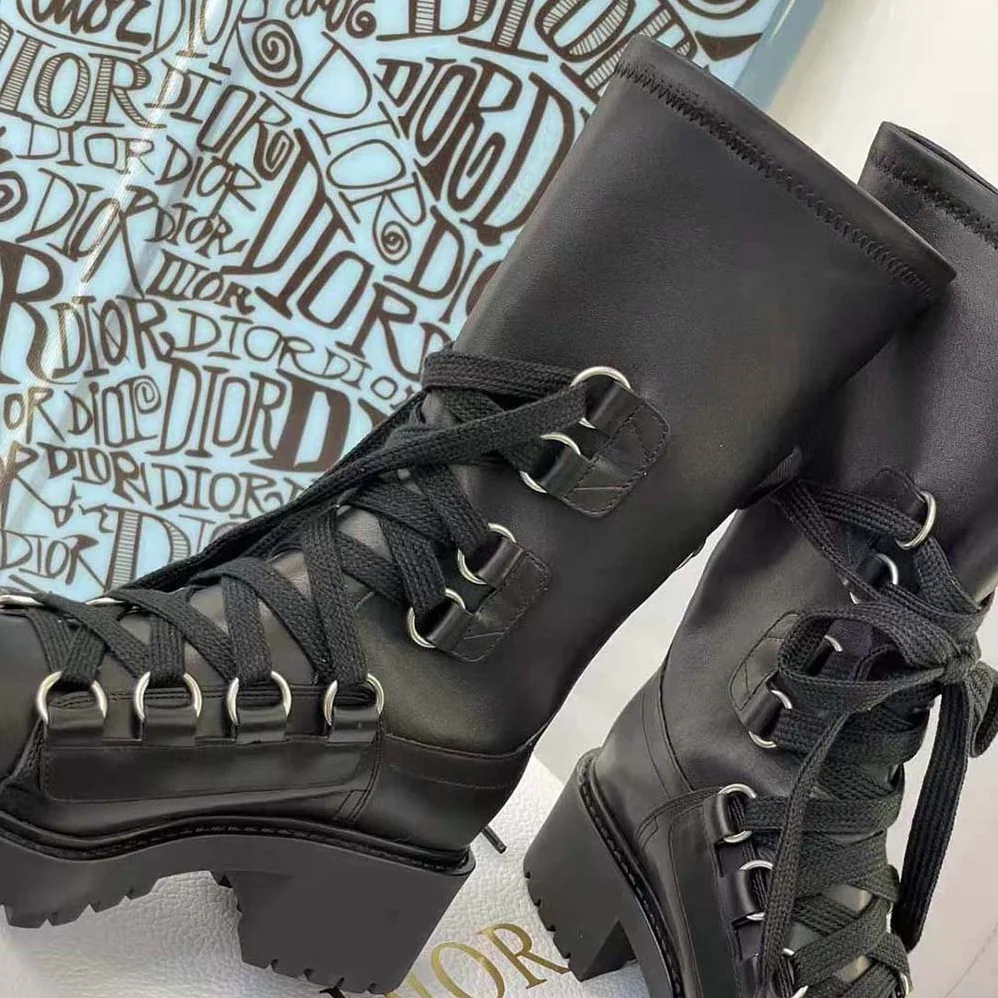 Dior D-Fight Ankle Boot Black Lambskin for Women