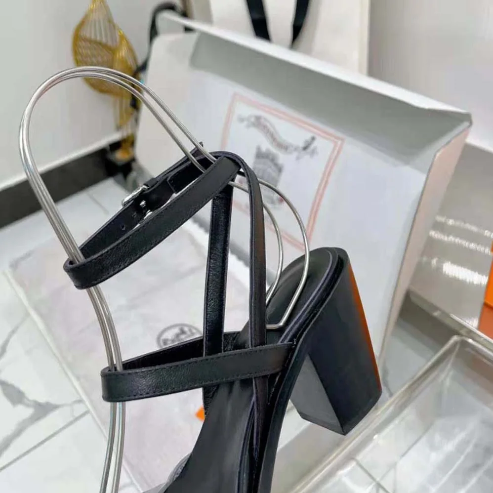 Hermes Ivresse 65 Sandal in Calfskin-Black H241152Z for Women Hermes Ivresse 65 Sandal in Calfskin-Black H241152Z for Women