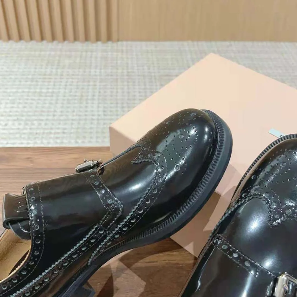 Miu Miu Church's X Miu Miu Brushed Leather Double Monk Brogue Shoes for Women Miu Miu Church's X Miu Miu Brushed Leather Double Monk Brogue Shoes for Women