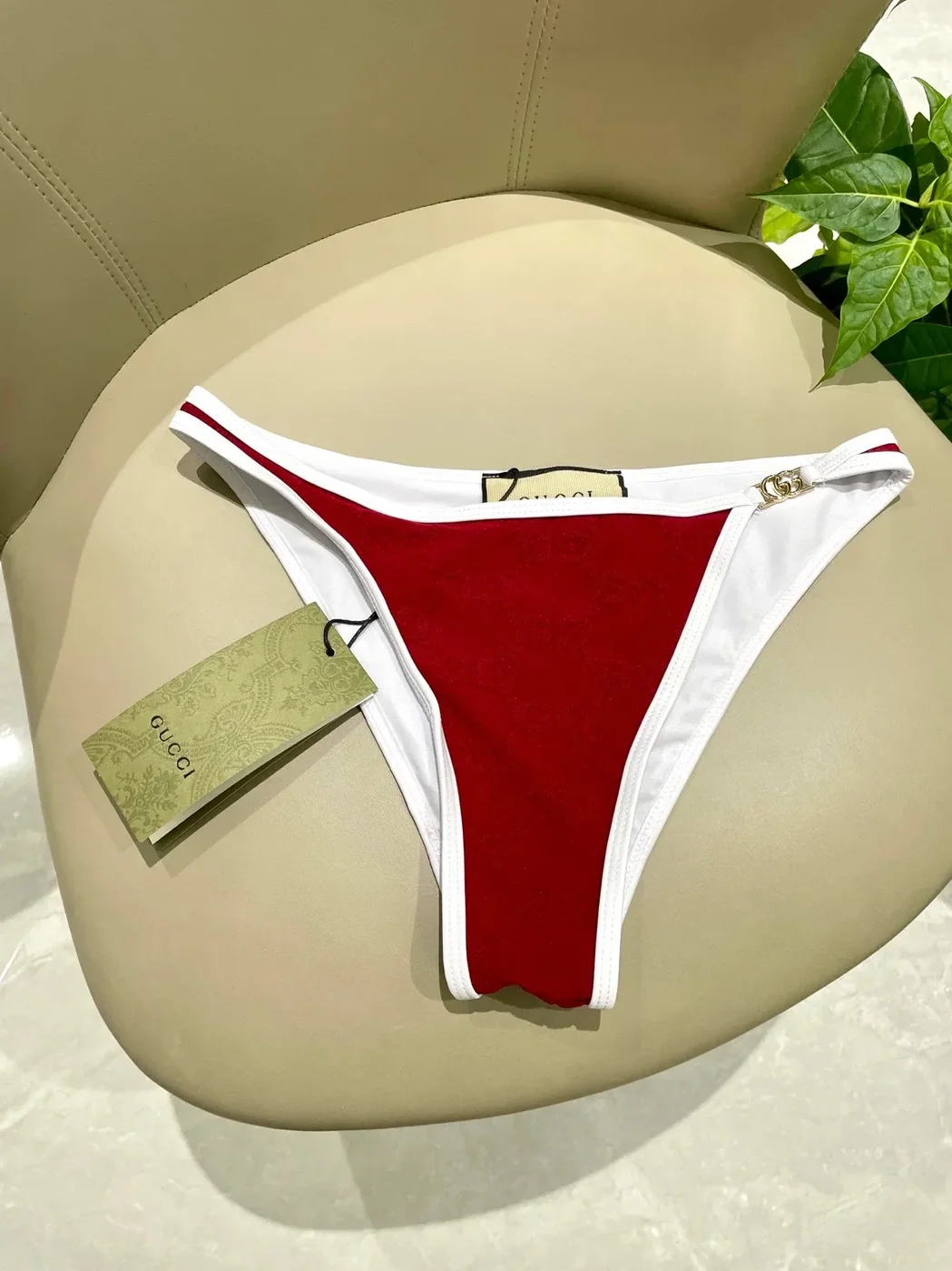Gucci GG Jacquard Triangle Bikini Red Gucci GG Jacquard Triangle Bikini Red