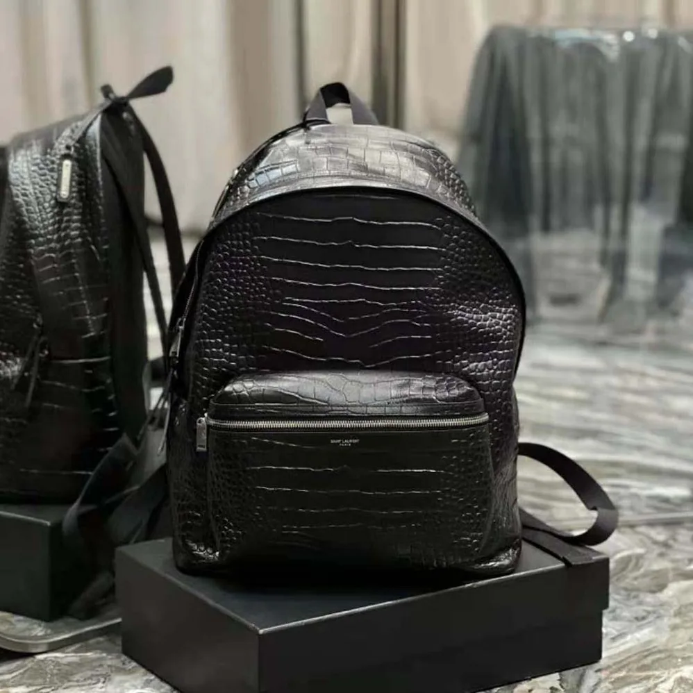 Saint Laurent YSL City Backpack in Crocodile for Women in Embossed Leather Saint Laurent YSL City Backpack in Crocodile for Women in Embossed Leather