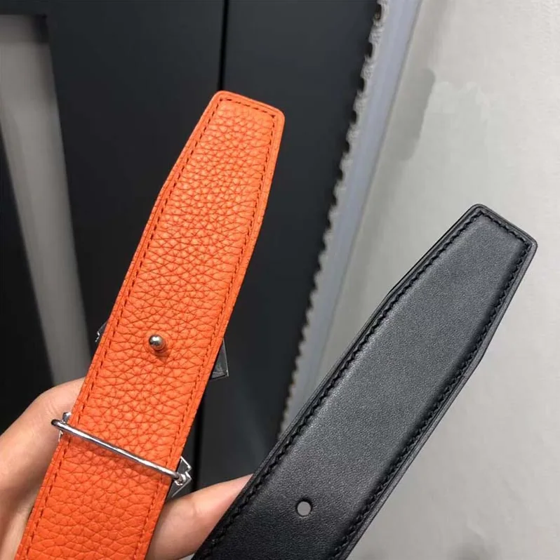 Hermes Street H Belt Buckle & Reversible Leather Strap 32 mm for Men in Orange