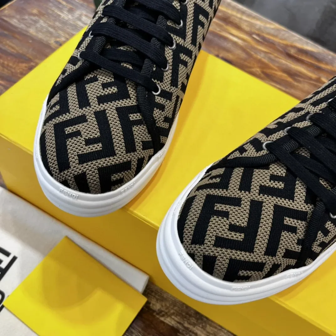 Fendi Domino Fabric Sneakers Brown Fendi Domino Fabric Sneakers Brown