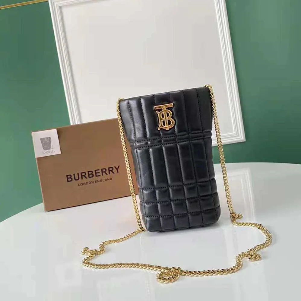 Burberry Micro Quilted Lambskin Lola Bucket Bag for Women in Black