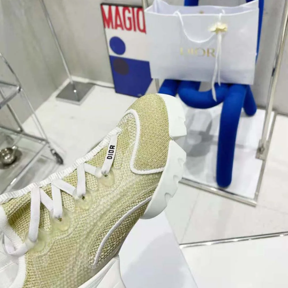 Dior D-Connect Sneaker Gold for Women in Tone Laminated Mesh
