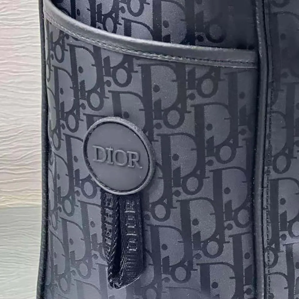 Dior Explorer Tote Bag Black Dior Oblique Mirage Technical Fabric and Grained Calfskin for Men