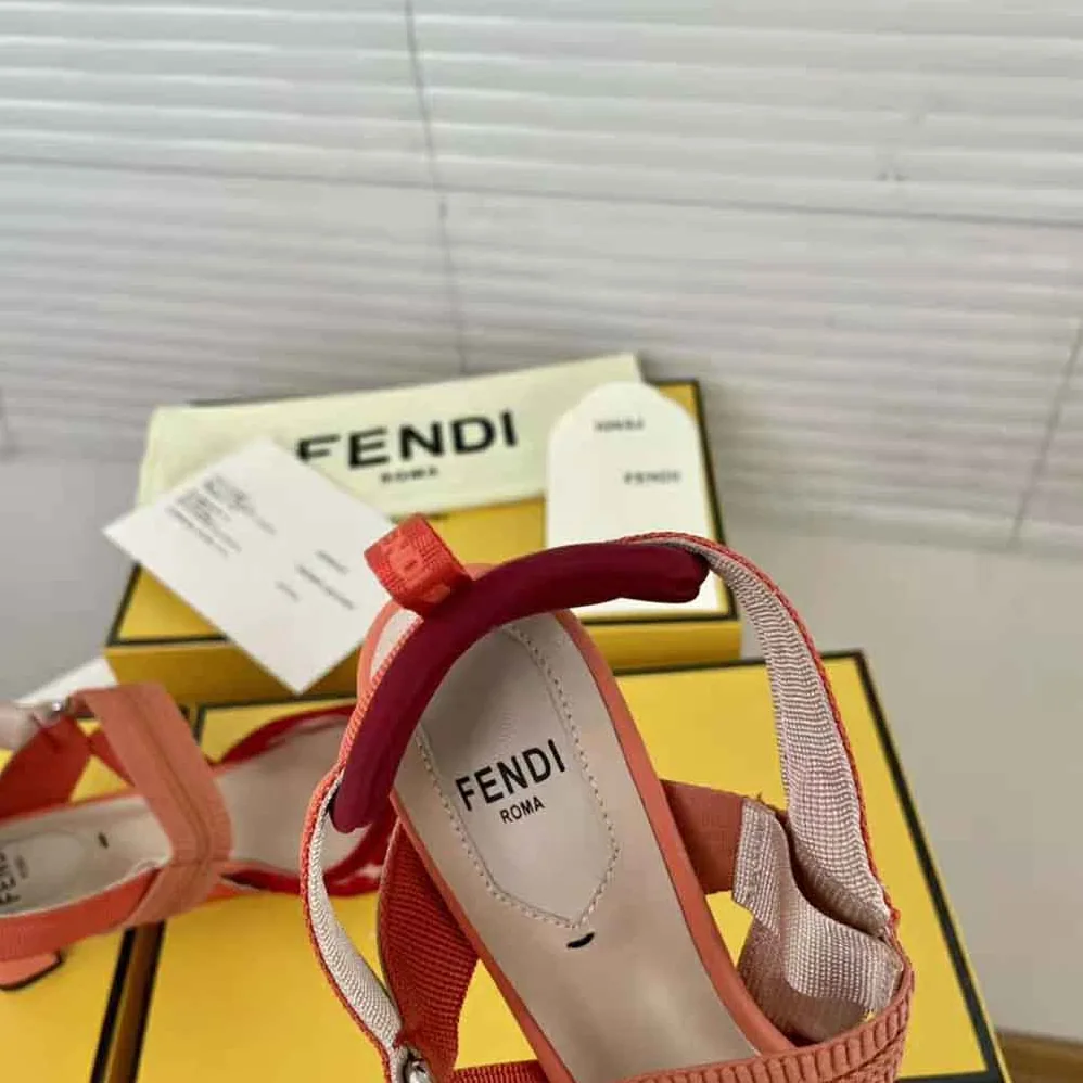Fendi Colibri Red Micromesh Slingbacks with a Medium Heel for Women Fendi Colibri Red Micromesh Slingbacks with a Medium Heel for Women