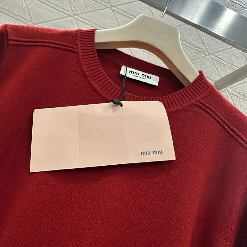 Miu Miu Cashmere Crew-Neck Sweater for Women in Red