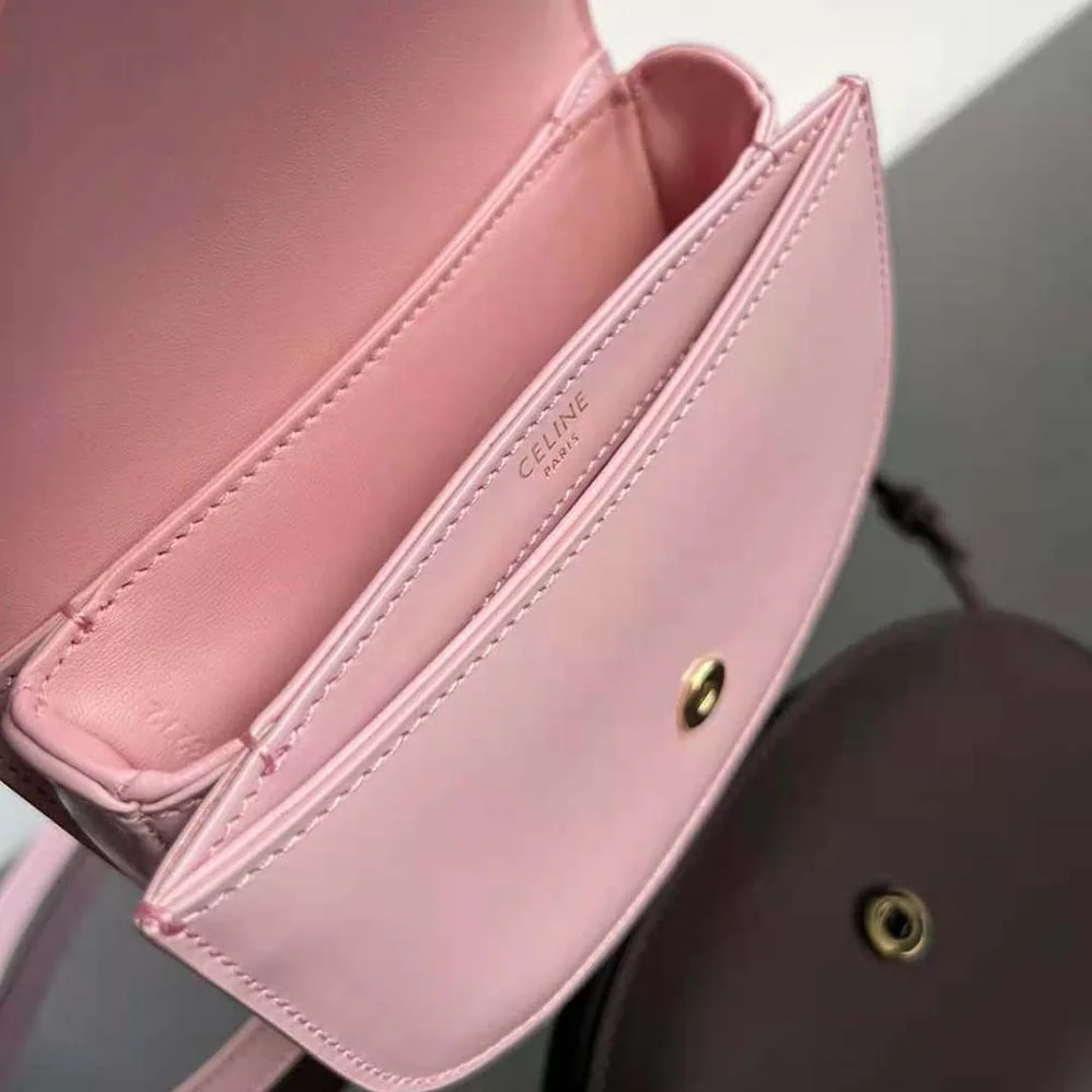 Celine Mini Besace Triomphe in Shiny Calfskin for Women in Pink Celine Mini Besace Triomphe in Shiny Calfskin for Women in Pink