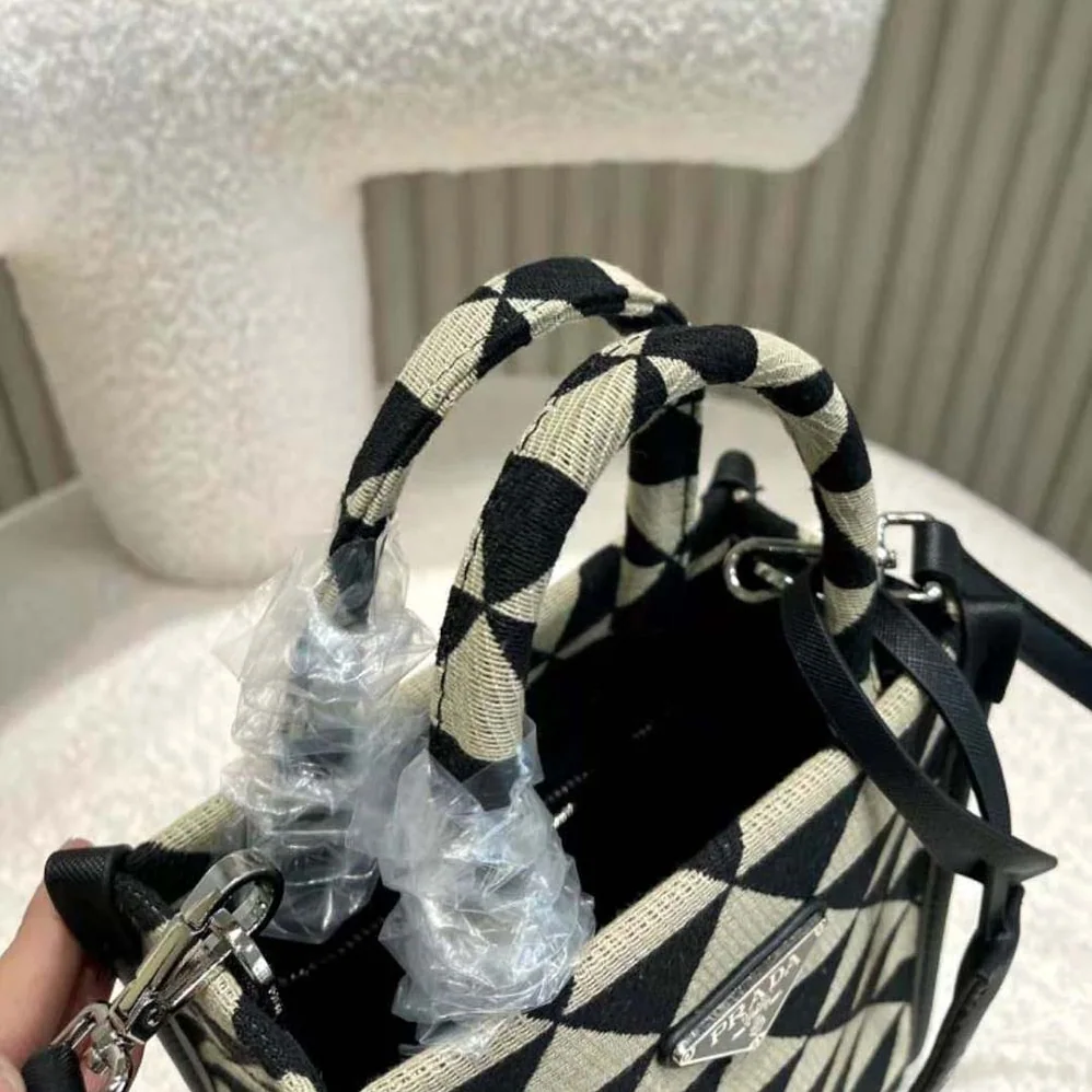Prada Symbole Jacquard Fabric Micro Bag for Women in Black Prada Symbole Jacquard Fabric Micro Bag for Women in Black