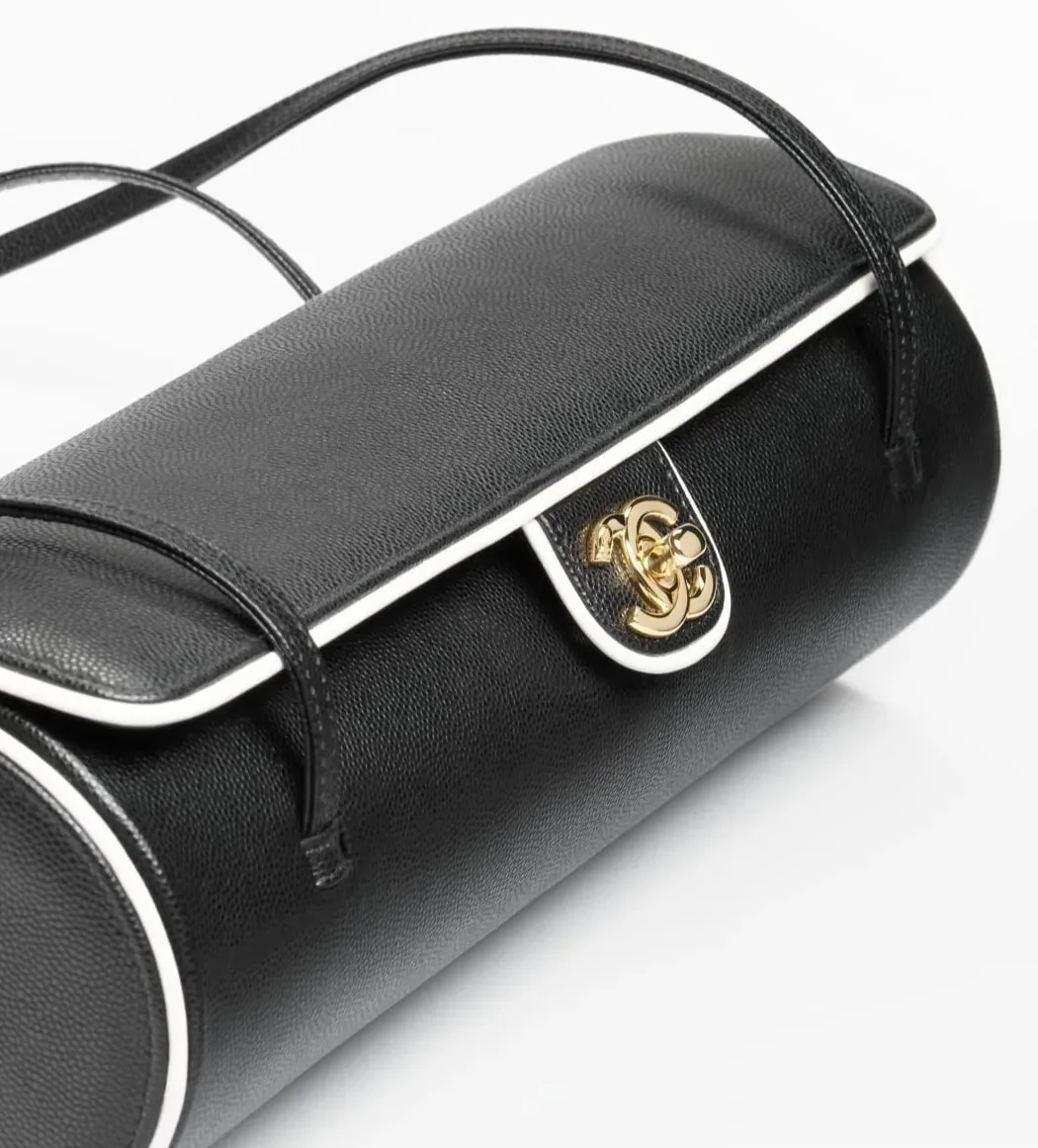 Chanel Bowling Large Shoulder Bag in Black/ White Gold Hardware