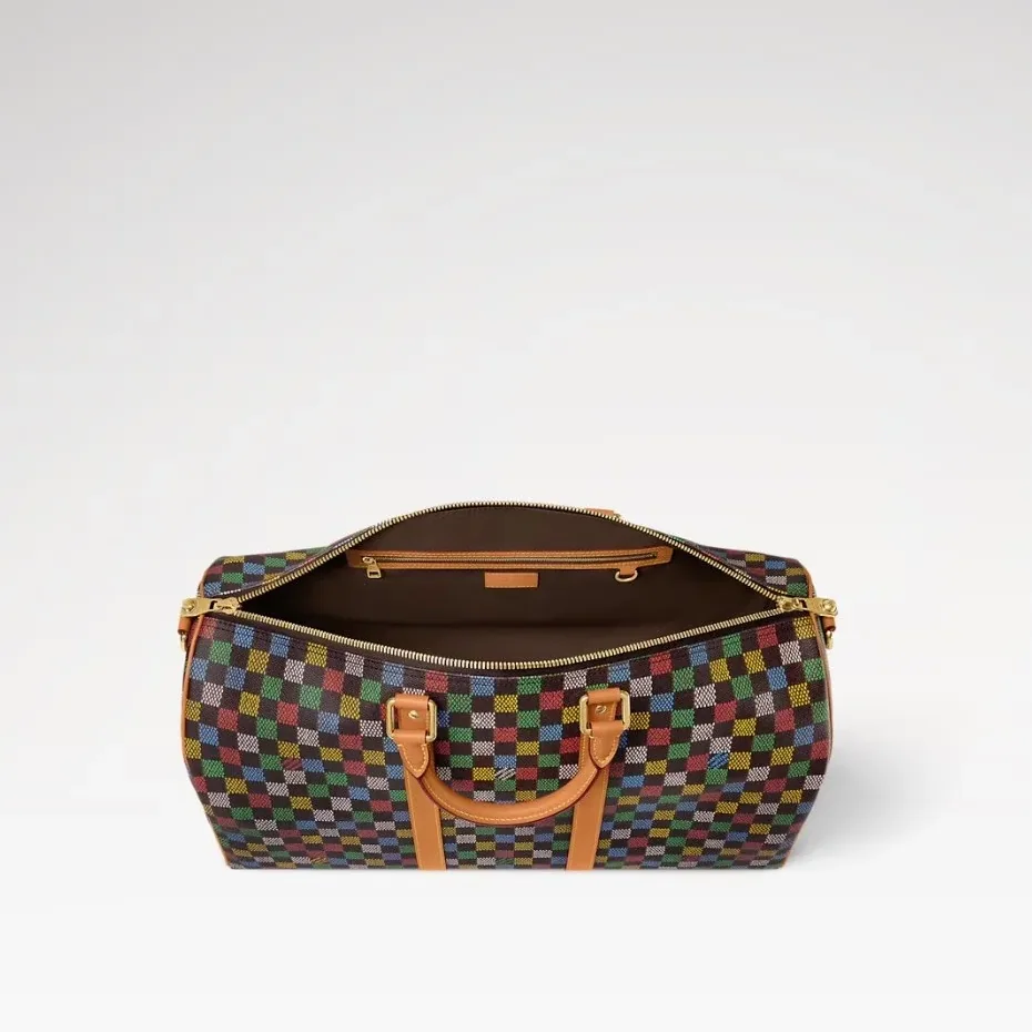 Louis Vuitton Keepall Bandouliere 50 Travel Bag in Multicolor Aged Gold Hardware Louis Vuitton Keepall Bandouliere 50 Travel Bag in Multicolor Aged Gold Hardware