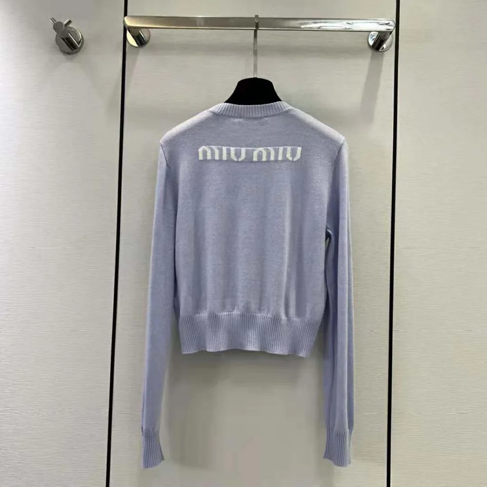 Miu Miu Cashmere Crew-Neck Sweater for Women in Blue