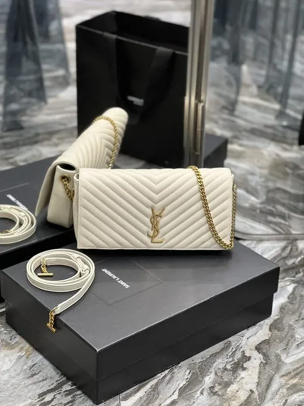 Saint Laurent Kata 99 Chain Bag White With Gold Hardware in YSL Saint Laurent Kata 99 Chain Bag White With Gold Hardware in YSL