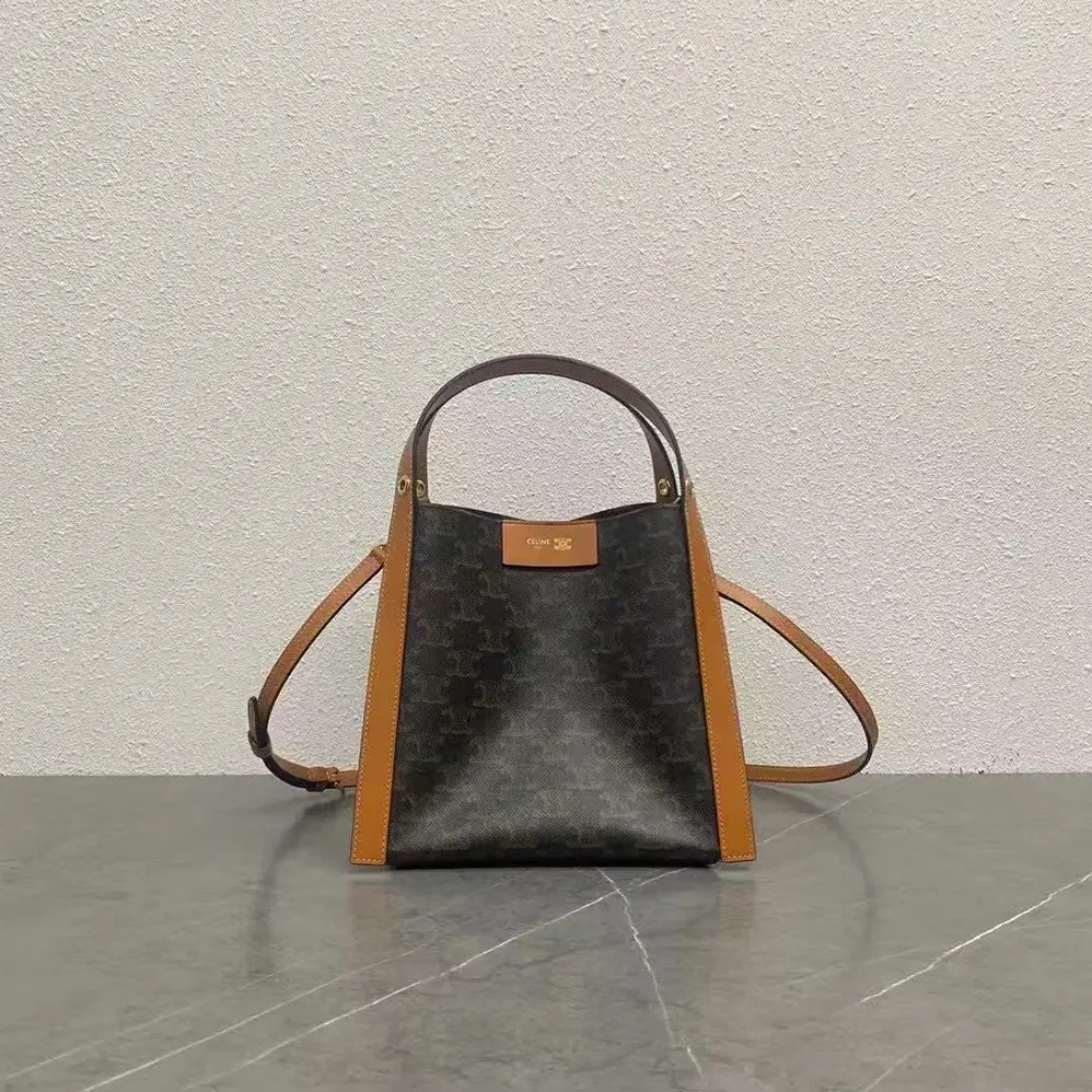 Celine Small Cube Bag In Triomphe Canvas And Natural Calfskin for Women