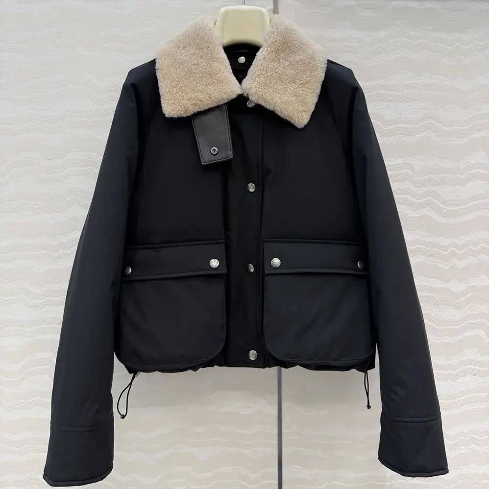 Loewe Puffer in Shearling and Cotton Blend for Women in Black Loewe Puffer in Shearling and Cotton Blend for Women in Black