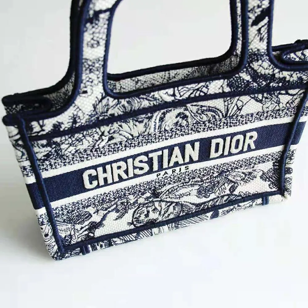 Dior Mini Dior Book Tote Blue Toile de Jouy Embroidery for Women Dior Mini Dior Book Tote Blue Toile de Jouy Embroidery for Women