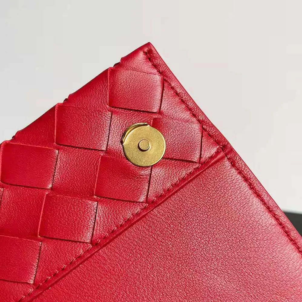 Bottega Veneta Trio Pouch On Strap Mini Intrecciato Leather Shoulder Bag for Women in Red