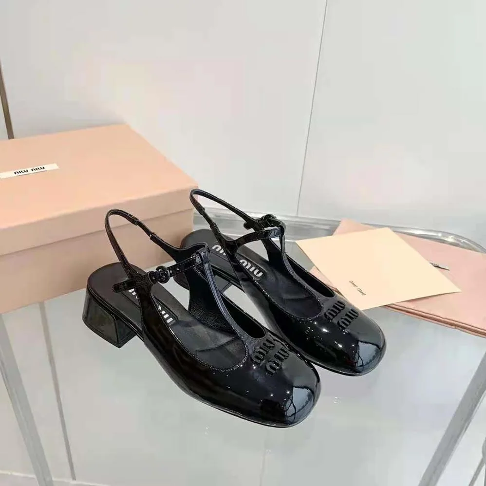 Miu Miu Patent Leather Slingback Pumps for Women in Black