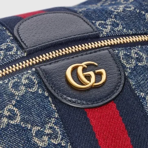 Gucci Vanity Medium Top Handle Bag / Blue/ White Light Gold Hardware Gucci Vanity Medium Top Handle Bag / Blue/ White Light Gold Hardware