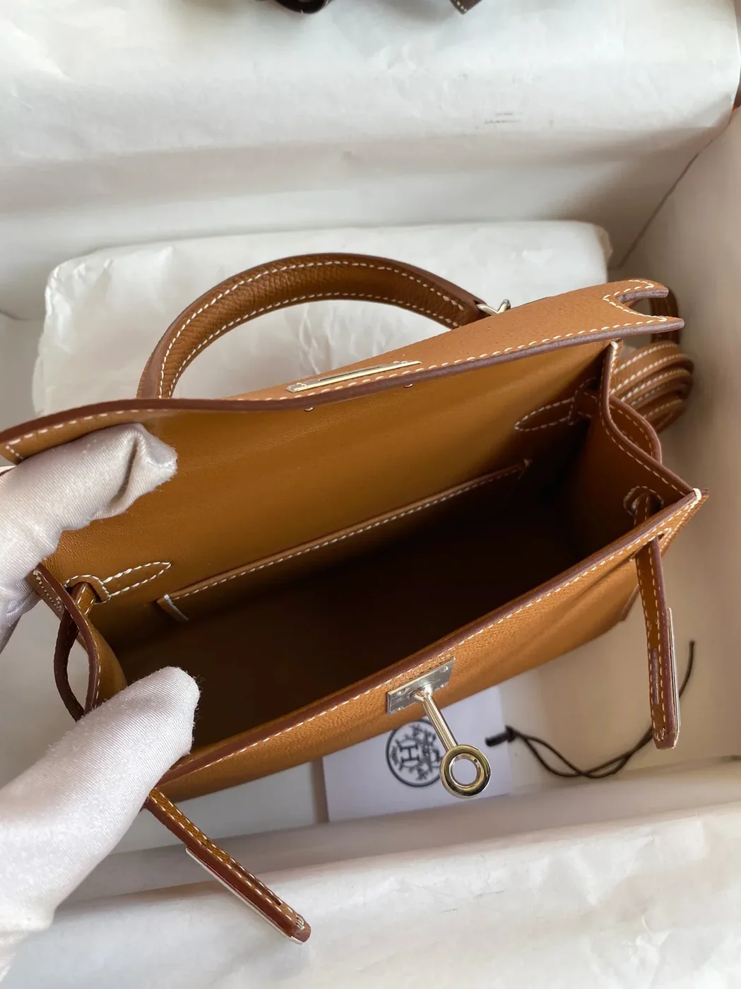 Hermes Kelly Mini Top Handle Bag in Brown Epsom Palladium Hardware