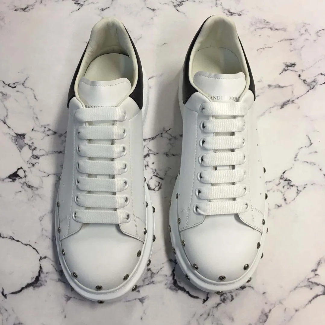 Alexander Mcqueen Oversized Sneaker with Silver Hammered Studs Shoes White for Men Alexander Mcqueen Oversized Sneaker with Silver Hammered Studs Shoes White for Men