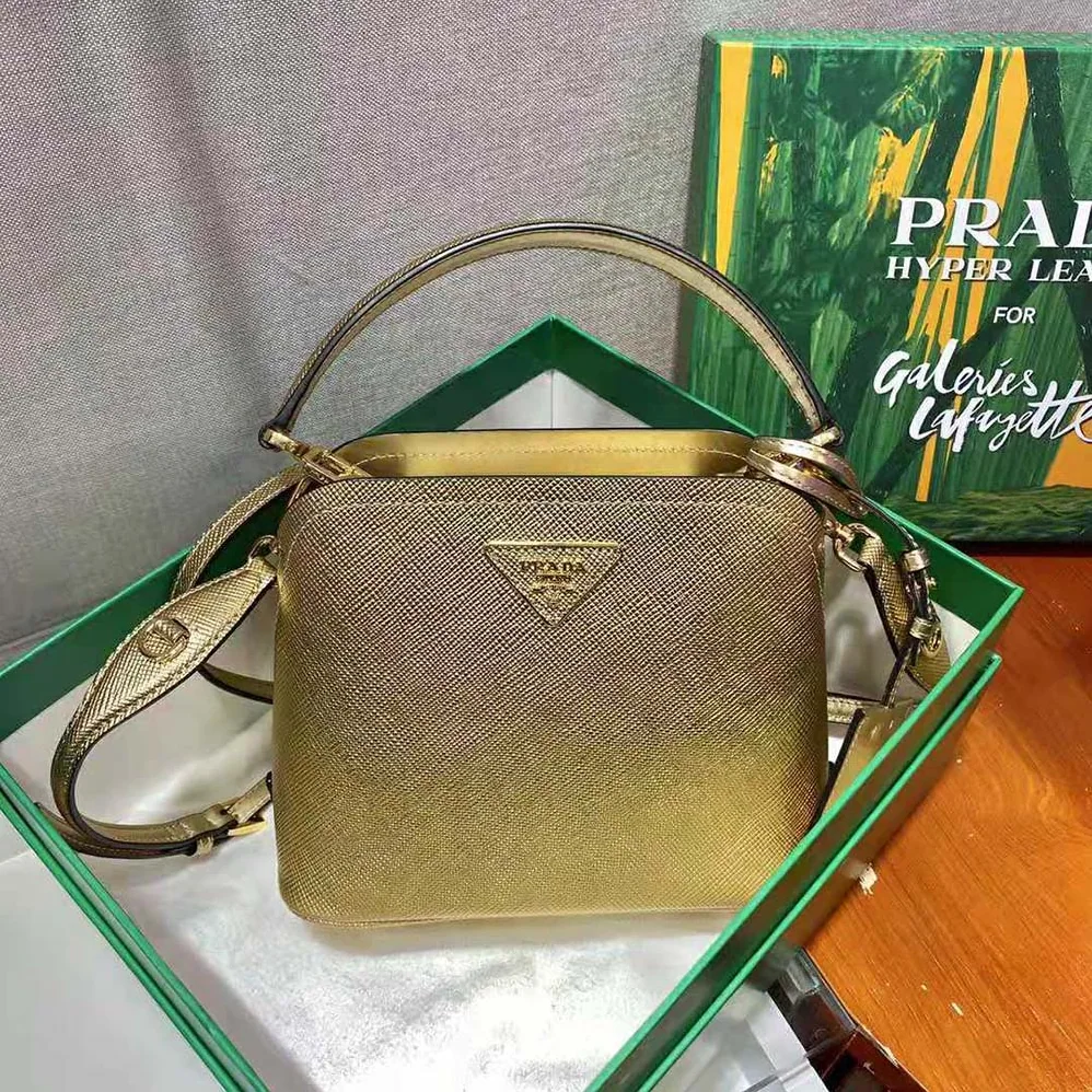 Prada Prada Matinee Micro Saffiano Leather Bag for Women in Gold Prada Prada Matinee Micro Saffiano Leather Bag for Women in Gold