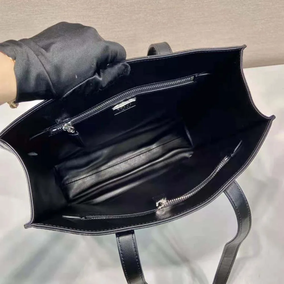 Prada Small Antique Nappa Leather Tote for Women in Black Prada Small Antique Nappa Leather Tote for Women in Black