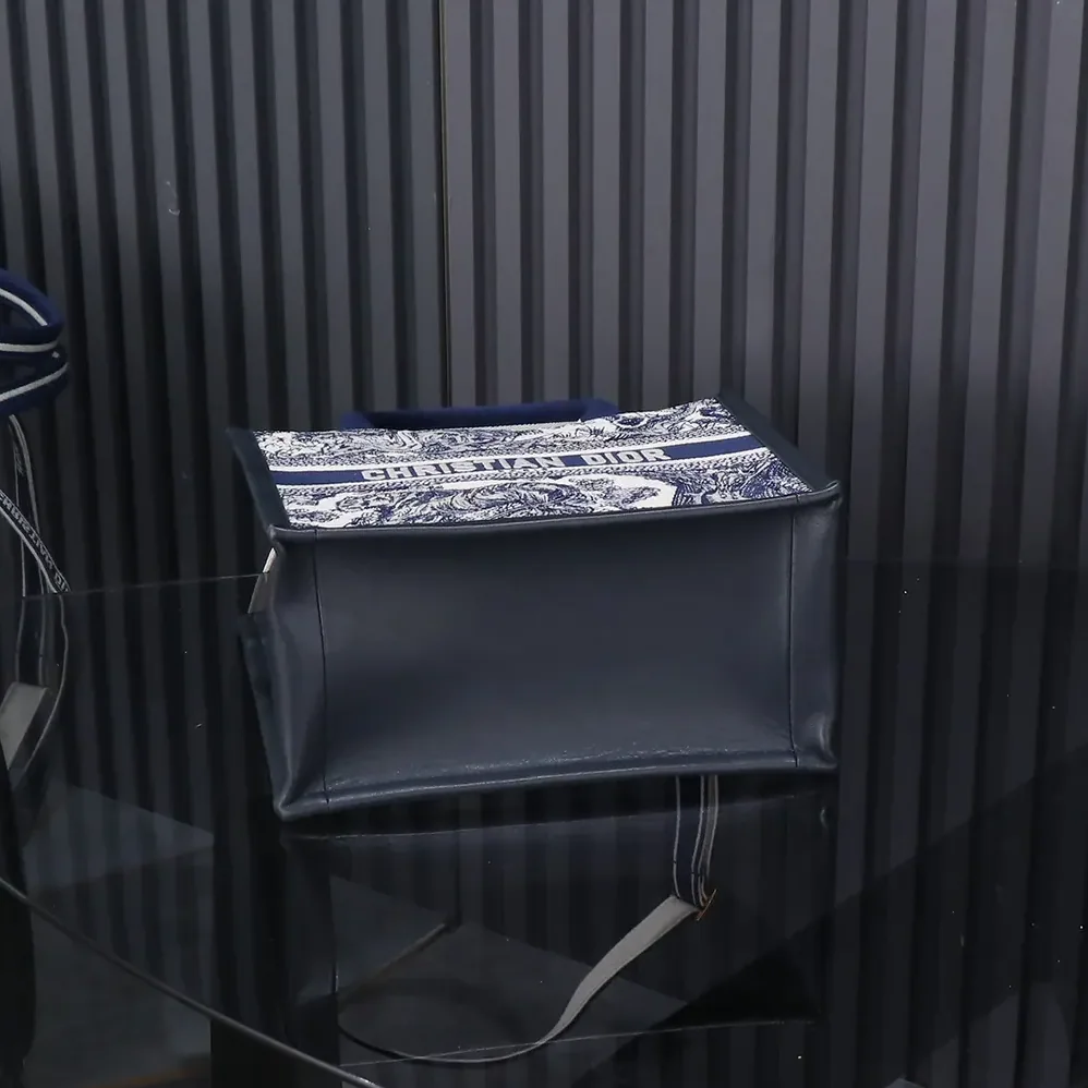 Dior Small Dior Book Tote White and Navy Blue Toile de Jouy Sauvage Embroidery for Women Dior Small Dior Book Tote White and Navy Blue Toile de Jouy Sauvage Embroidery for Women