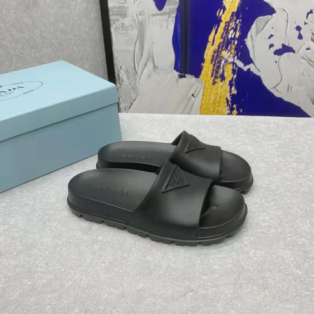 Prada Rubber Slides In 20 mm Heel Height for Women in Black