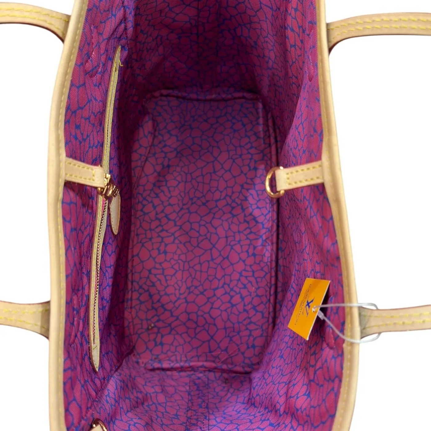 Pumpkin Monogram Neverfull MM style tote bag red interior USA