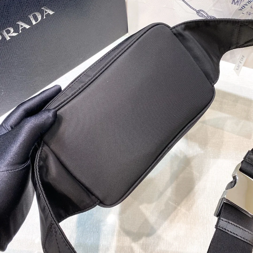 Prada Re-Nylon And Saffiano Belt Bag Black / 2VL977_2DMG_F0002_V_WOO