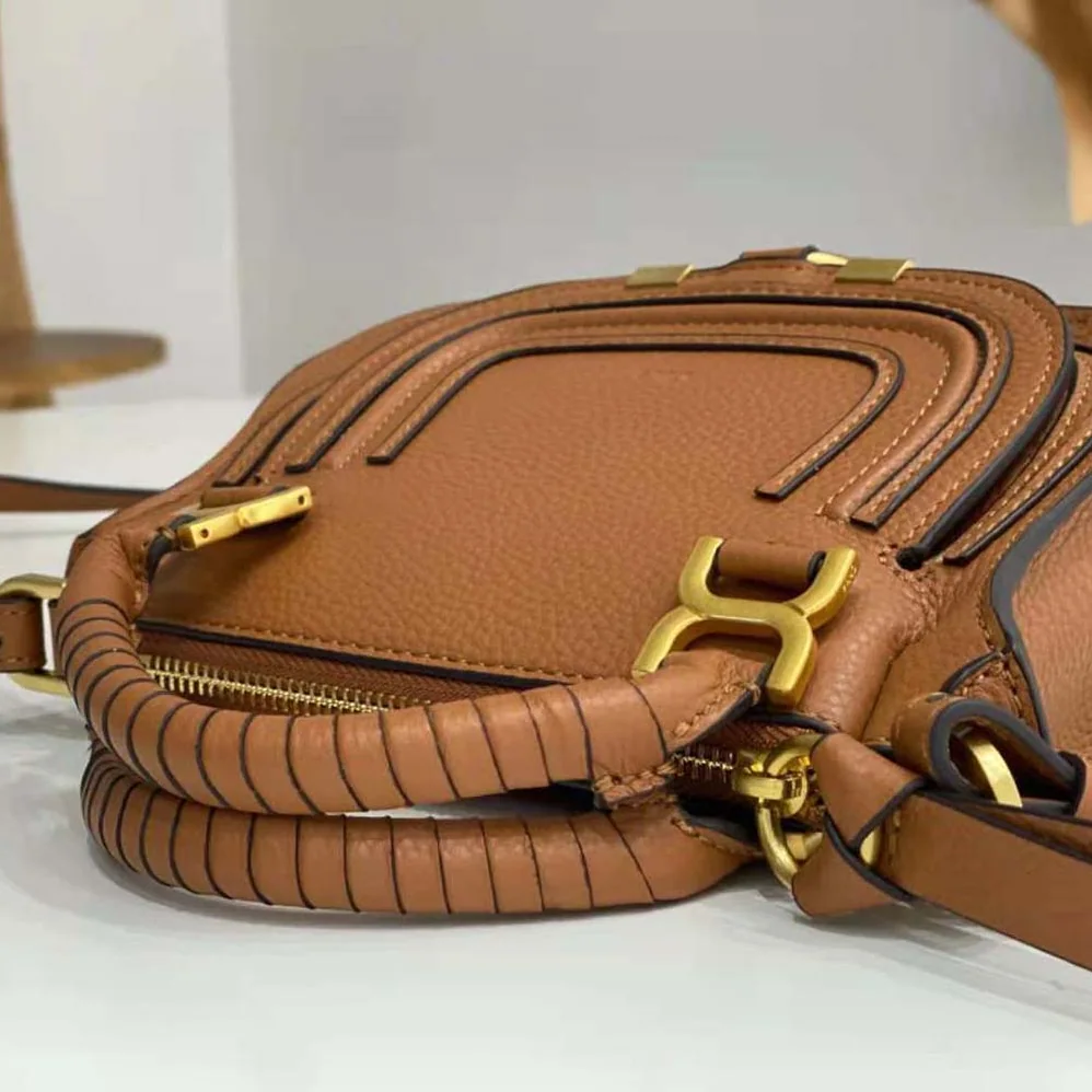 Chloe Marcie Mini Double Carry Bag for Women in Tan Chloe Marcie Mini Double Carry Bag for Women in Tan