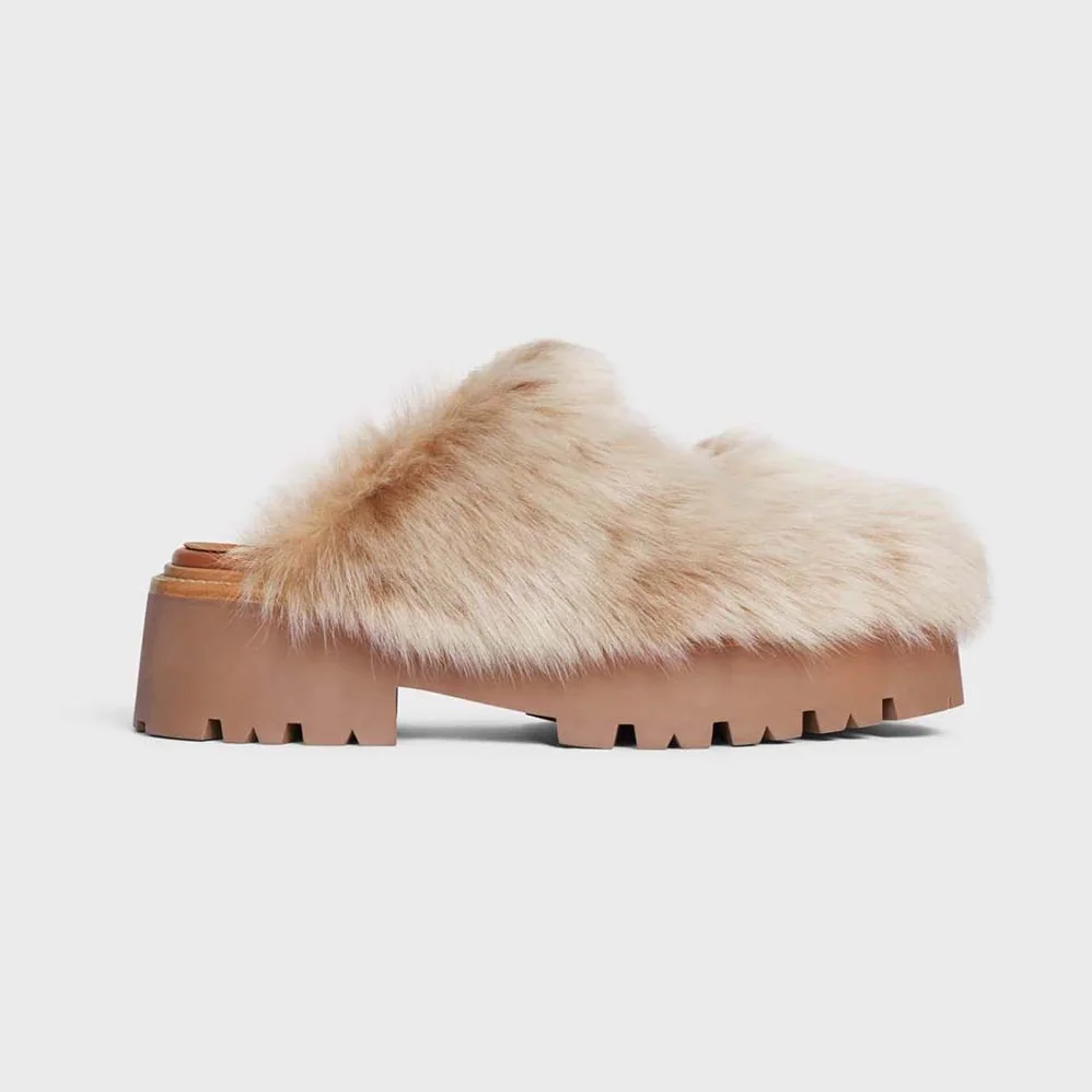 Celine Bulky Closed Mule in Lambfur for Women