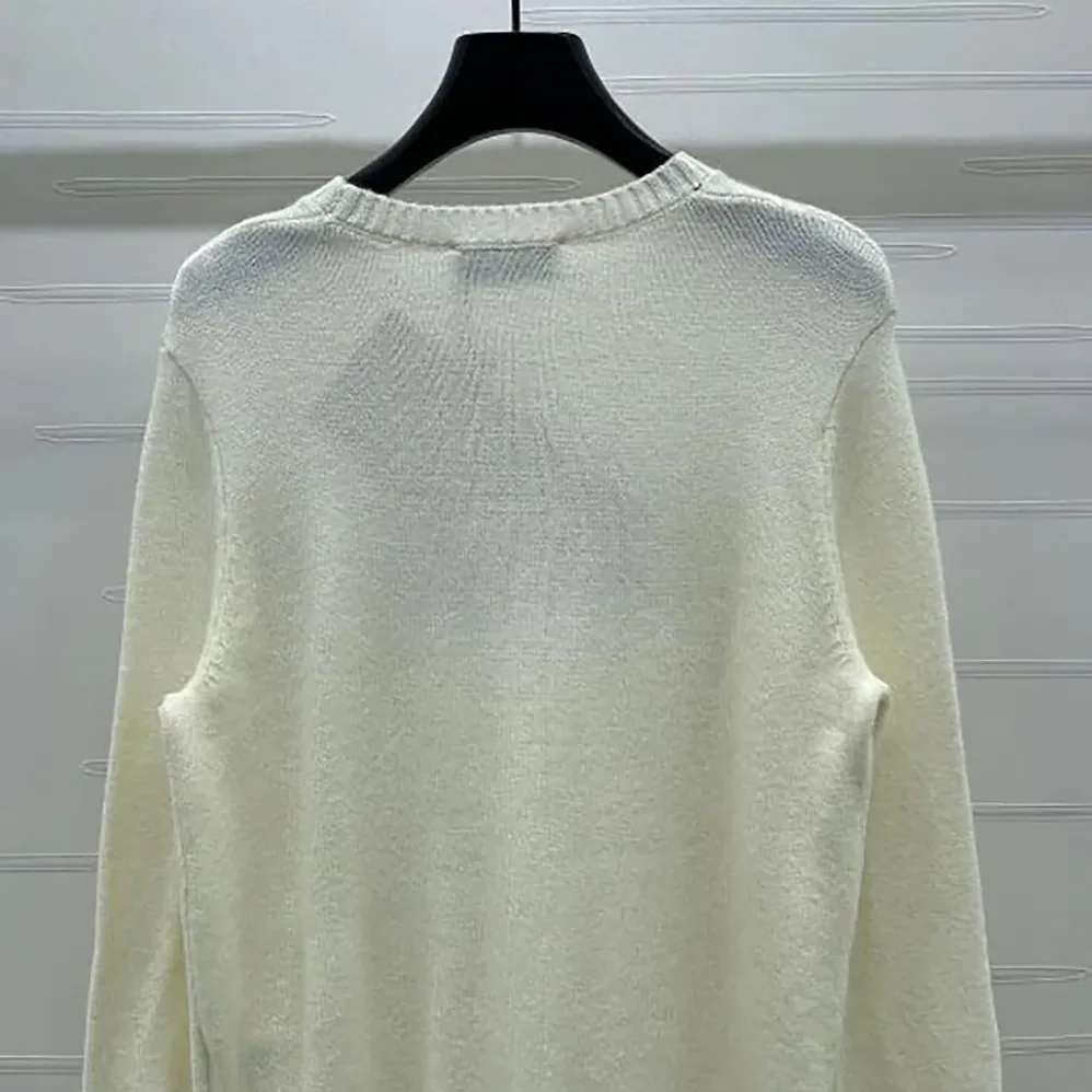 Miu Miu Double Cashmere Sweater with Logo for Women in White