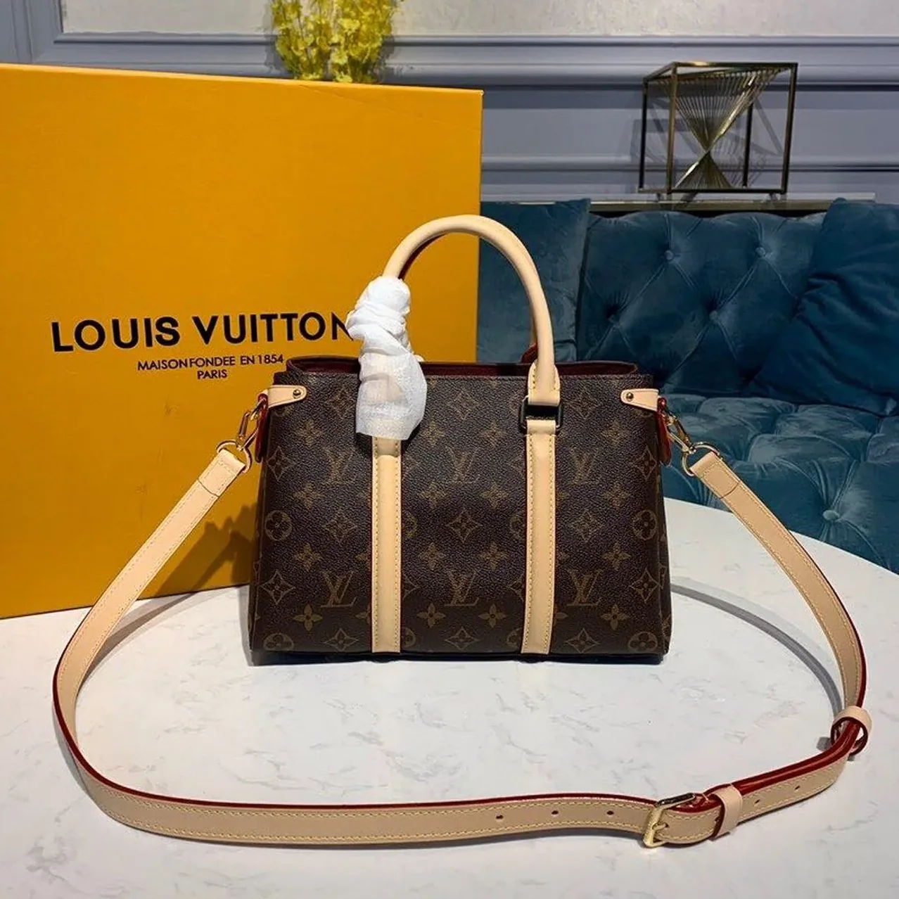 Louis Vuitton Soufflot BB Monogram Canvas Pink And Brown Louis Vuitton Soufflot BB Monogram Canvas Pink And Brown