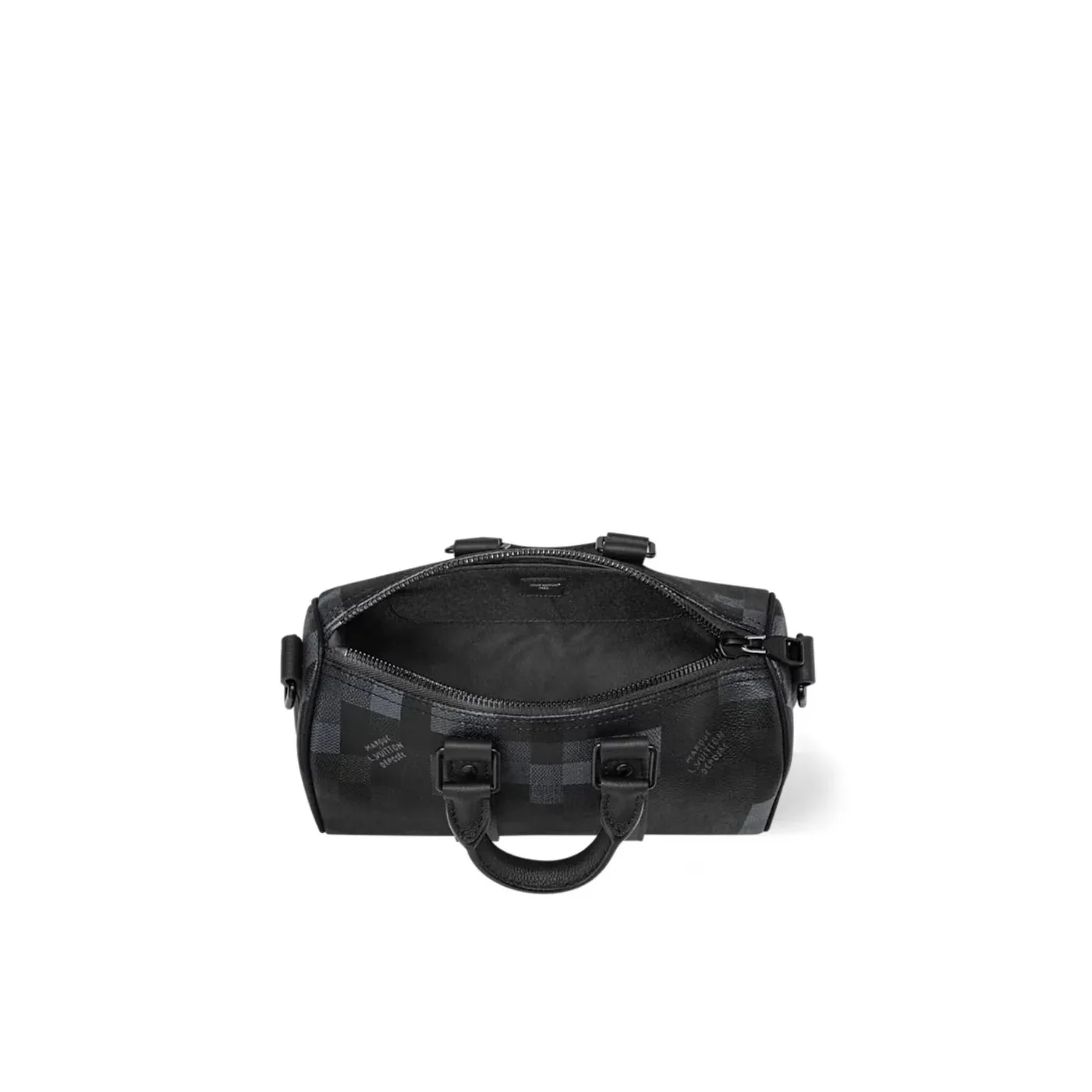 Louis Vuitton Keepall Bandouliere 25 Travel Bag in Black Black Hardware
