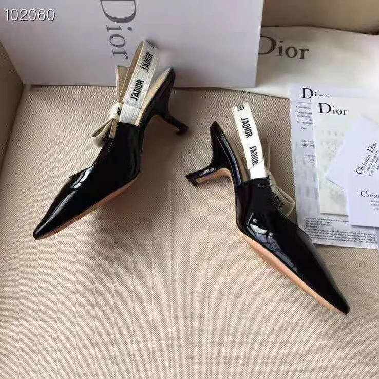 Dior J'adior Slingback Black Patent Calfskin Leather 6.5 cm Heel for Women