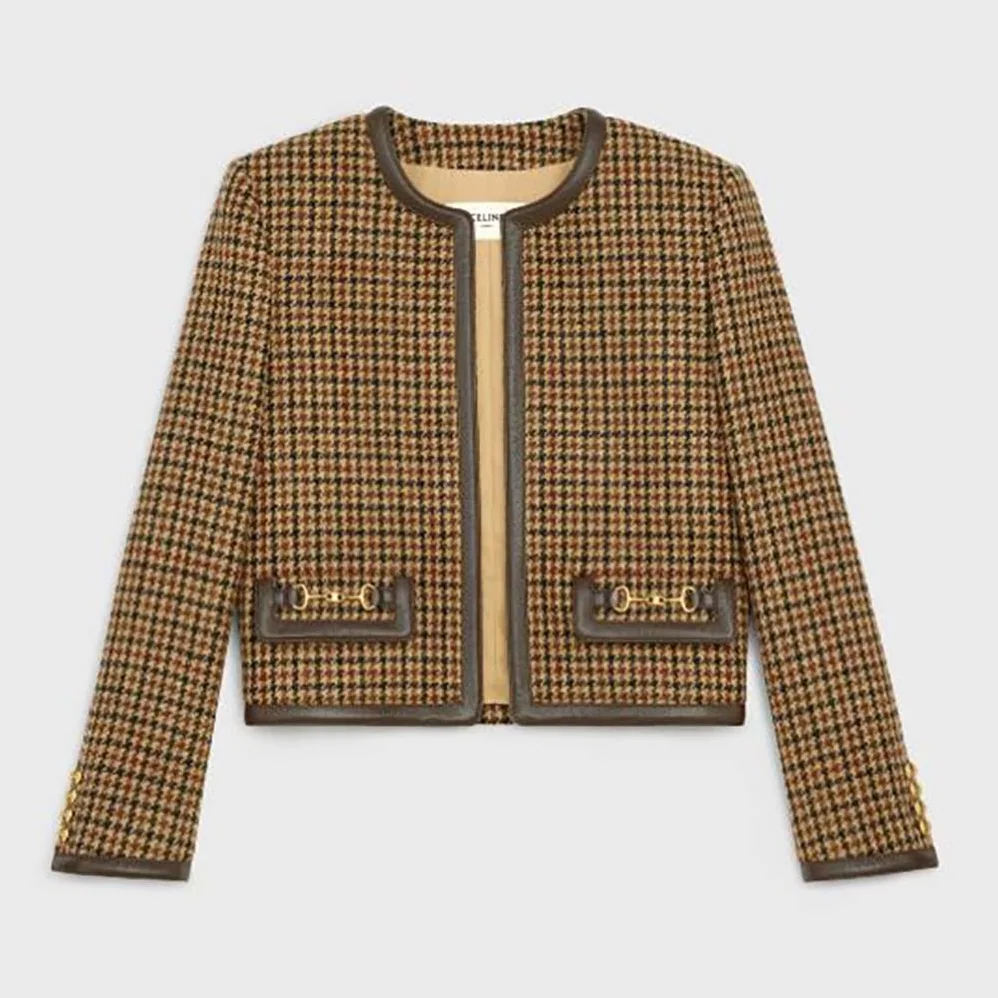 Celine Chasseur Jacket in Houndstooth Wool for Women Celine Chasseur Jacket in Houndstooth Wool for Women