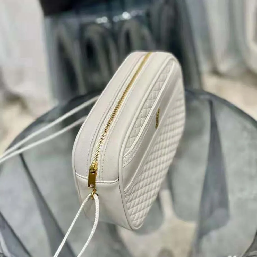 Saint Laurent YSL Victoire Camera Bag in Quilted Lambskin for Women in White Saint Laurent YSL Victoire Camera Bag in Quilted Lambskin for Women in White