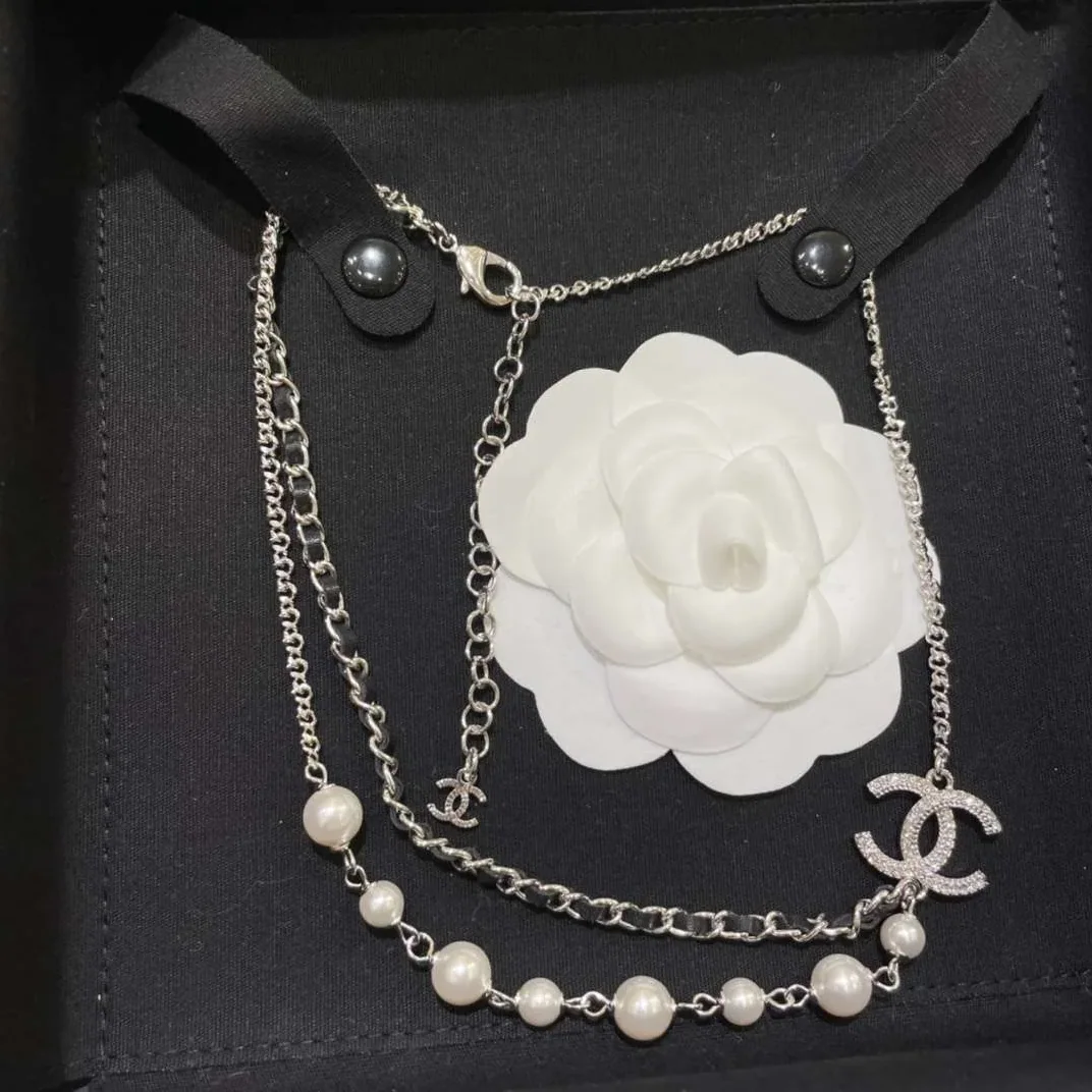 Chanel CC Double Layer Necklace White Chanel CC Double Layer Necklace White
