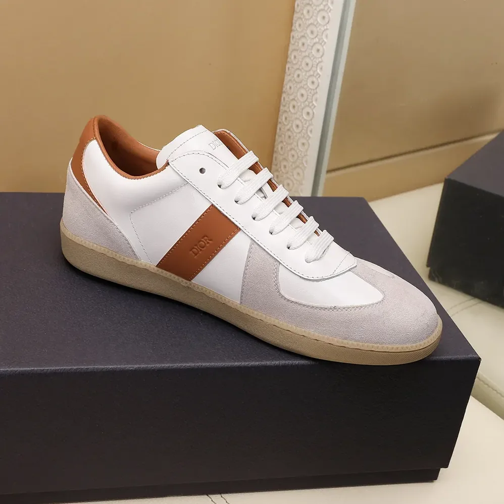 Dior B01 Matchpoint Sneaker Cognac and White Smooth Calfskin with White Suede for Unisex