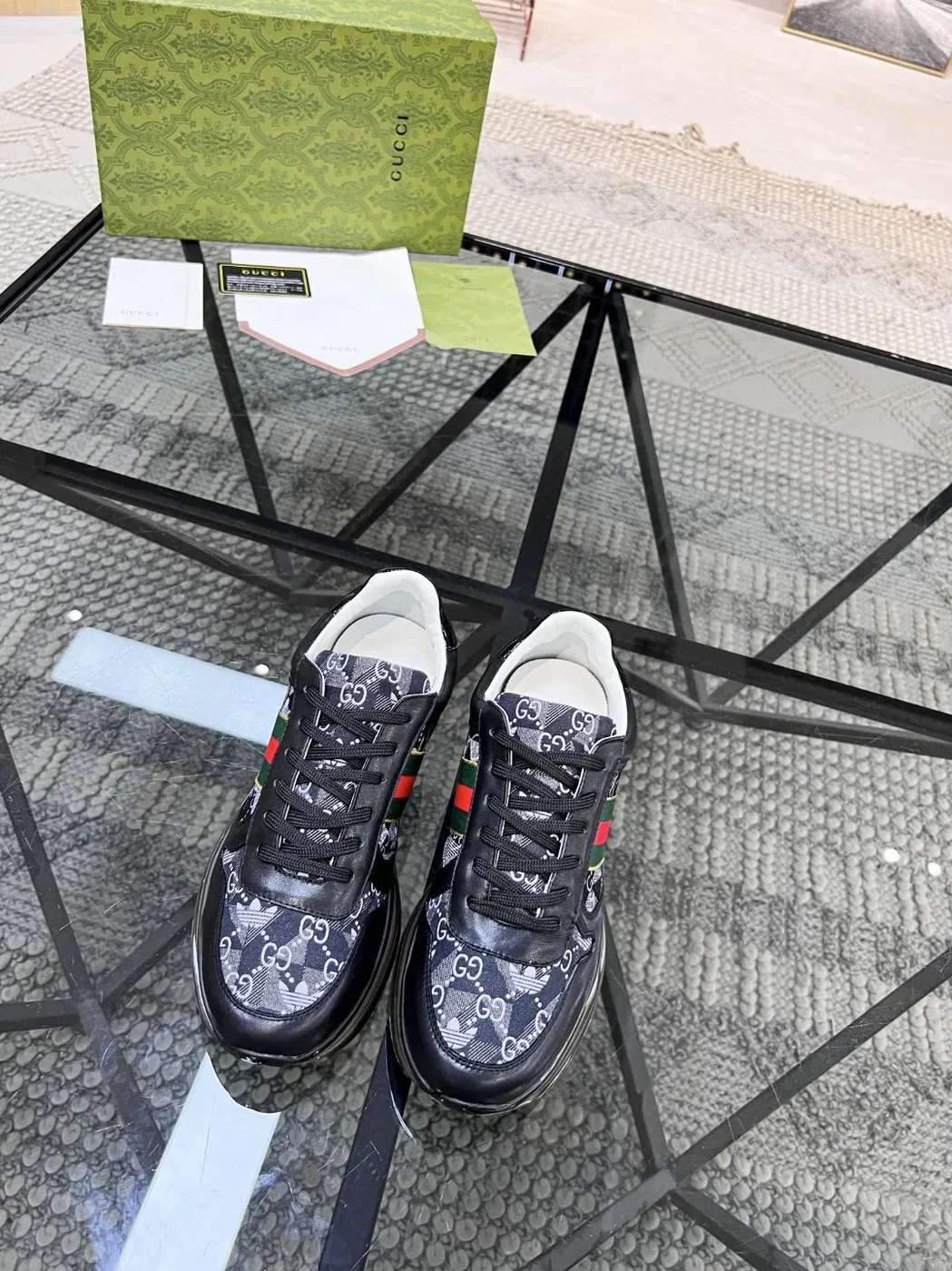 Gucci x Adidas GG Sneakers With Web Black for Men Gucci x Adidas GG Sneakers With Web Black for Men