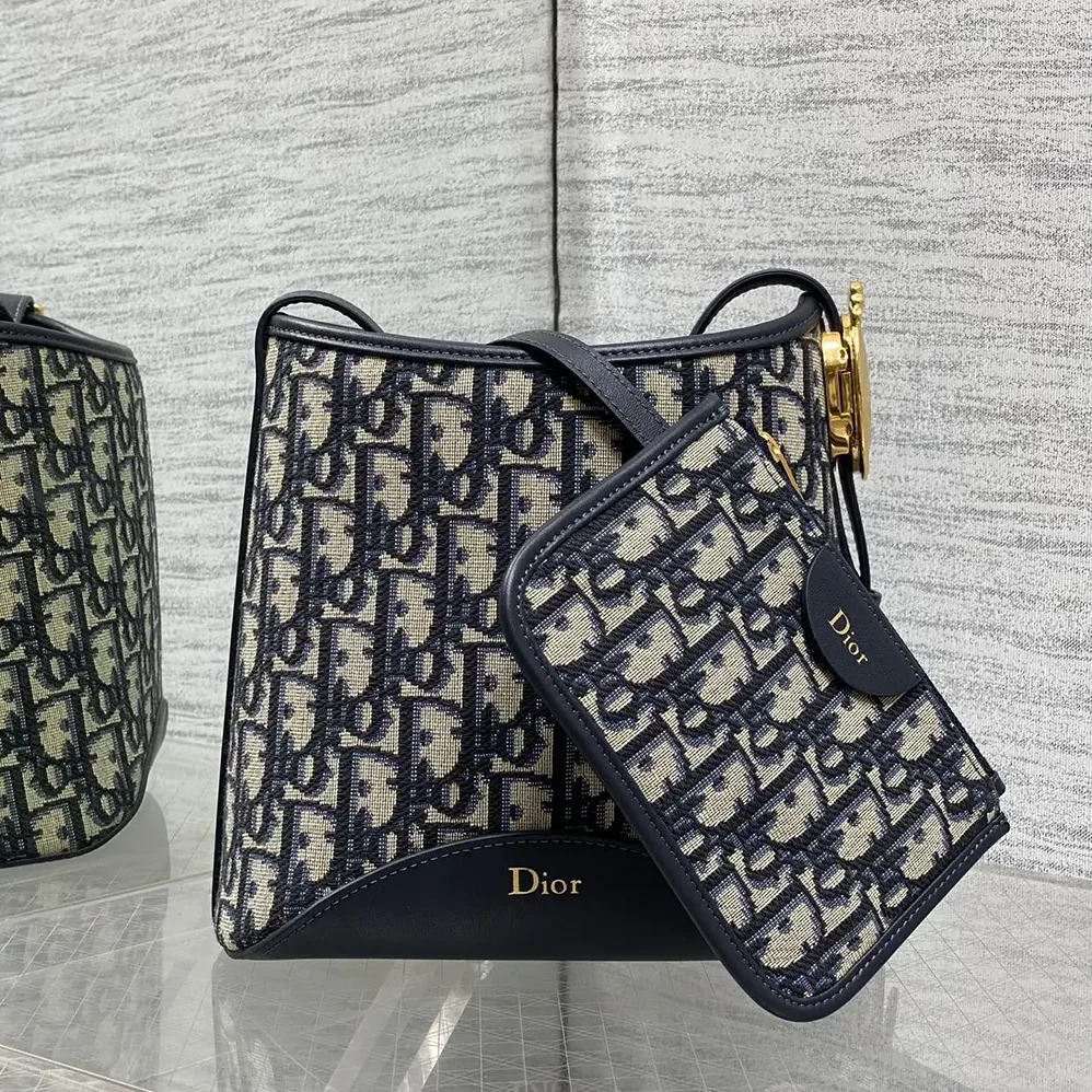 Dior Small Dior Médaillon Bucket Bag Blue Dior Oblique Jacquard for Women