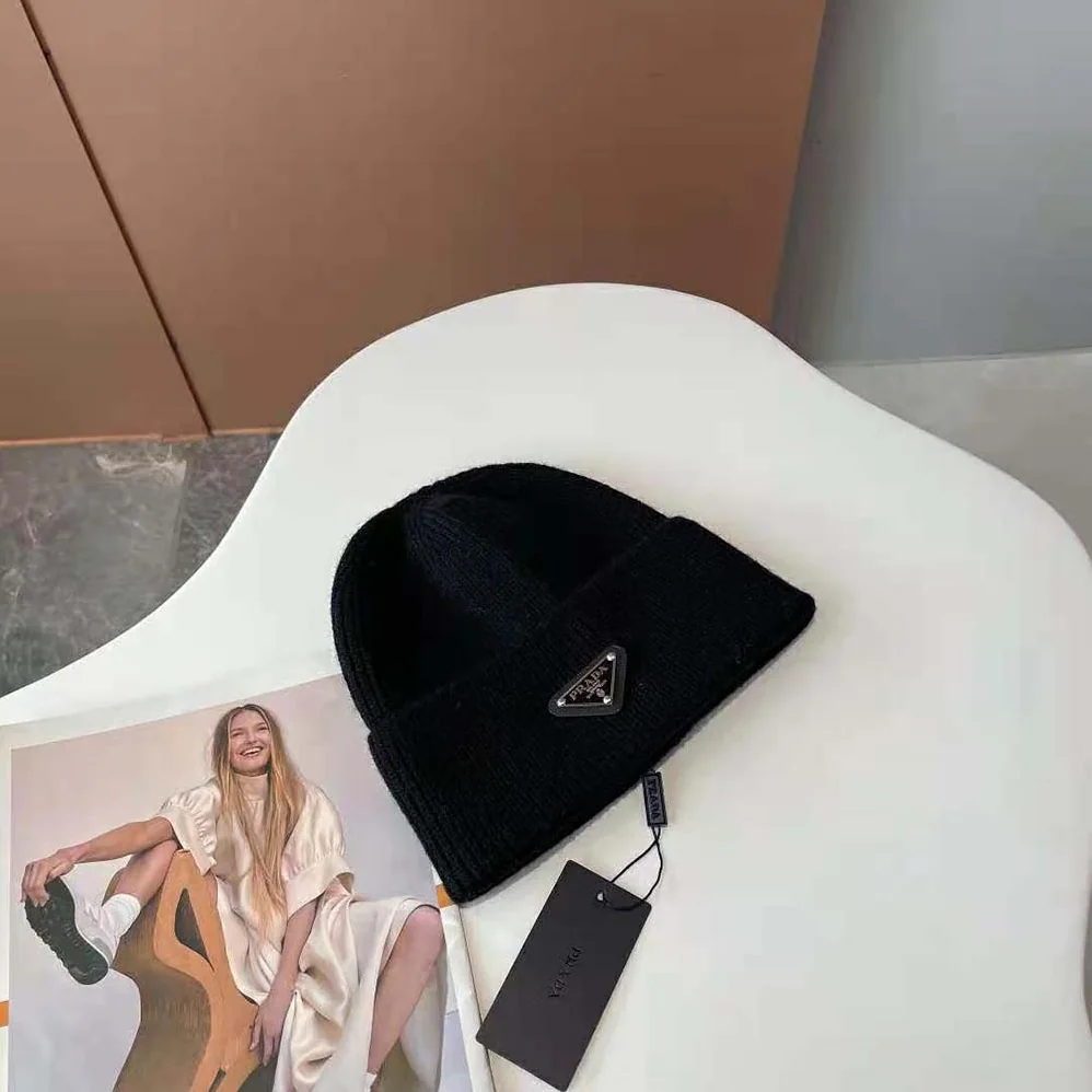 Prada Wool and Cashmere Beanie for Women in Black Prada Wool and Cashmere Beanie for Women in Black