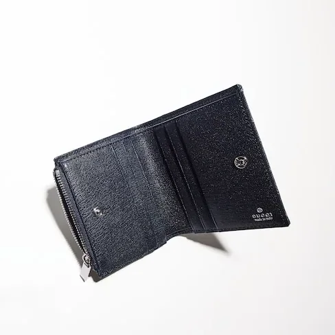 Gucci Wallet with Gucci Plaque Small in Dark Blue Palladium Hardware Gucci Wallet with Gucci Plaque Small in Dark Blue Palladium Hardware