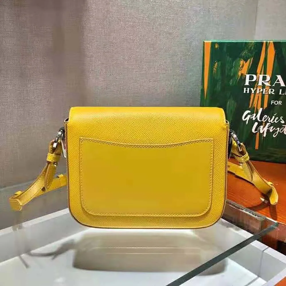 Prada Saffiano Leather Prada Ldentity Shoulder Bag for Women in Yellow