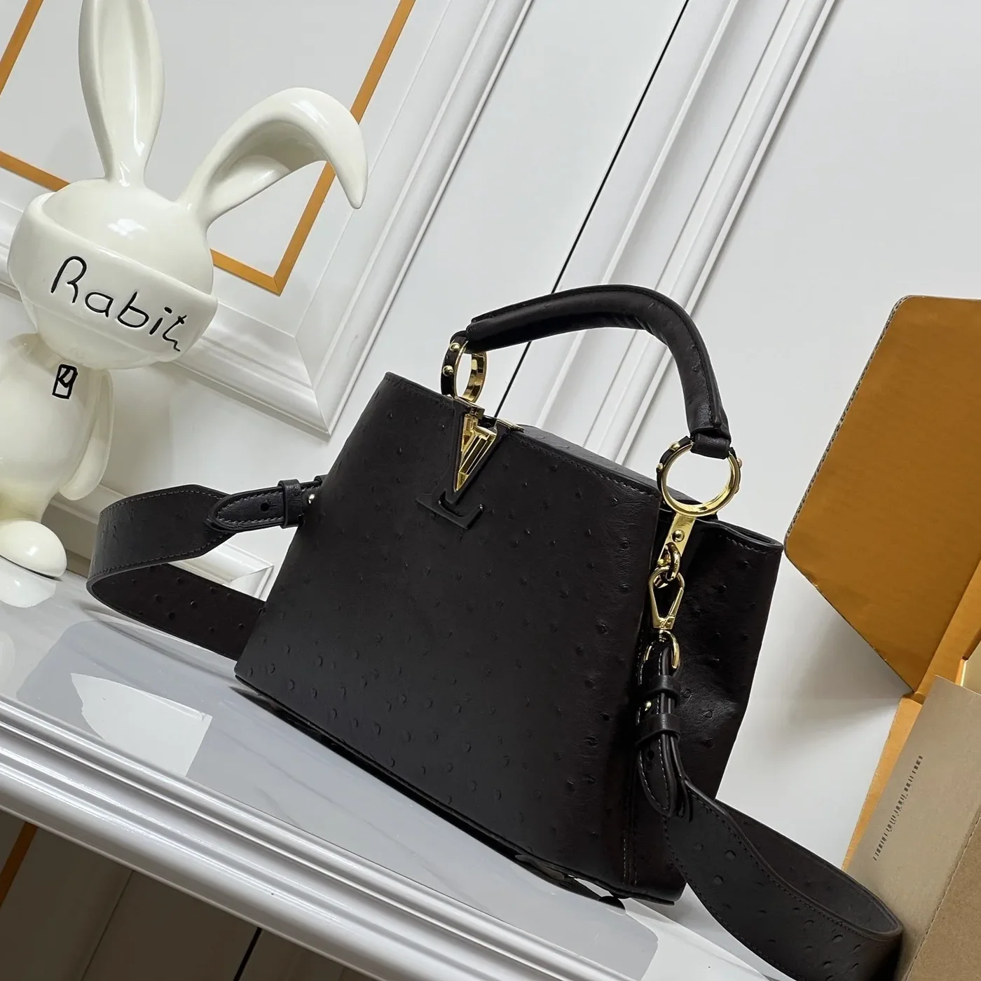 Louis Vuitton Capucines BB Top Handle Bag in Dark Brown Gold Hardware
